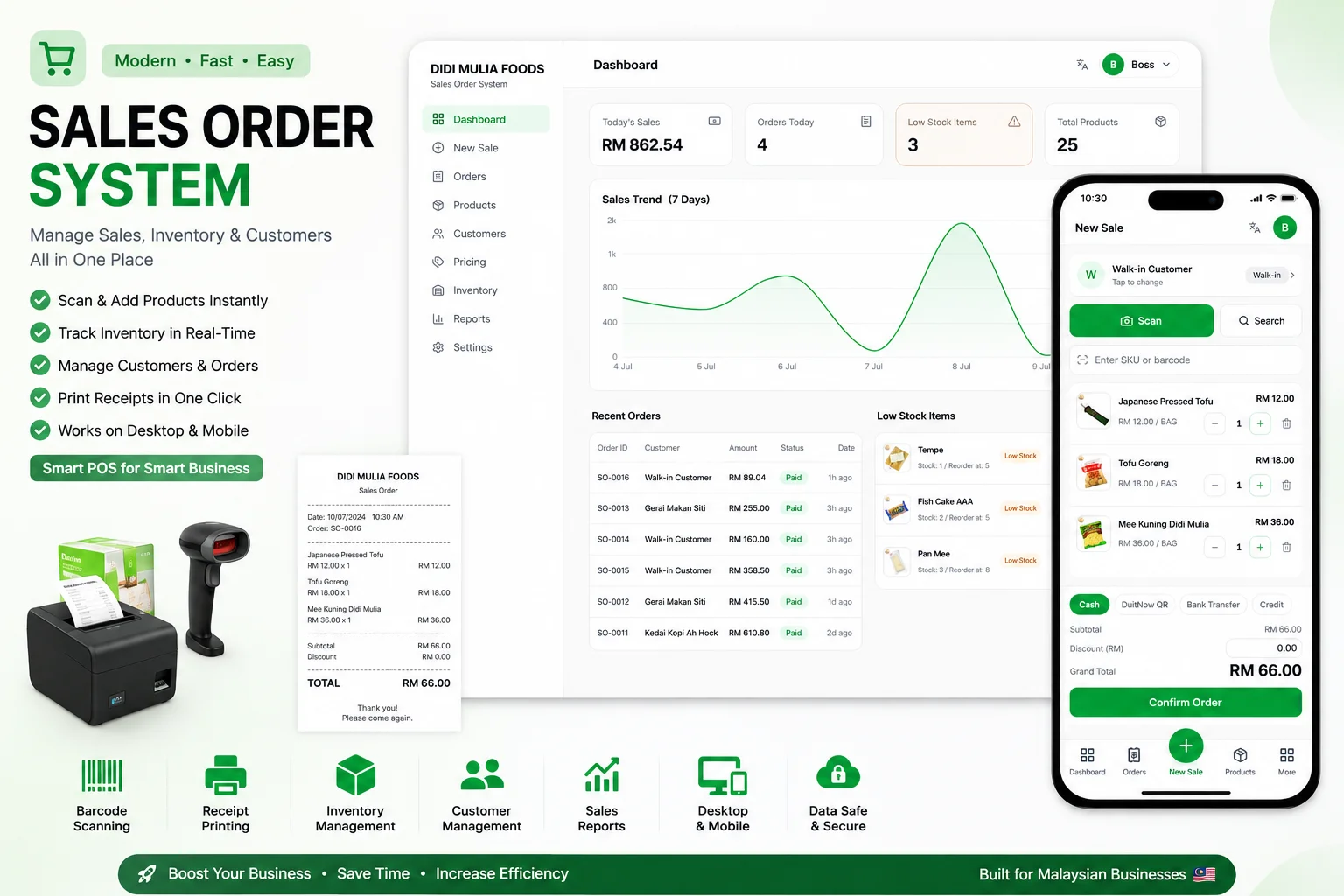 Didi Mulia POS — mobile sales orders for a food wholesaler.